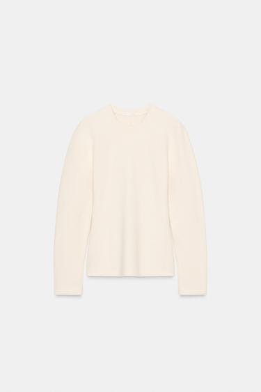 Zara LONG SLEEVE SOFT SWEATSHIRT - Ecru