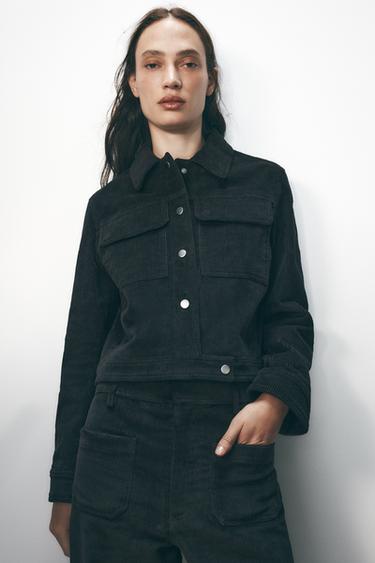 ZW COLLECTION CORDUROY JACKET - Black by Zara