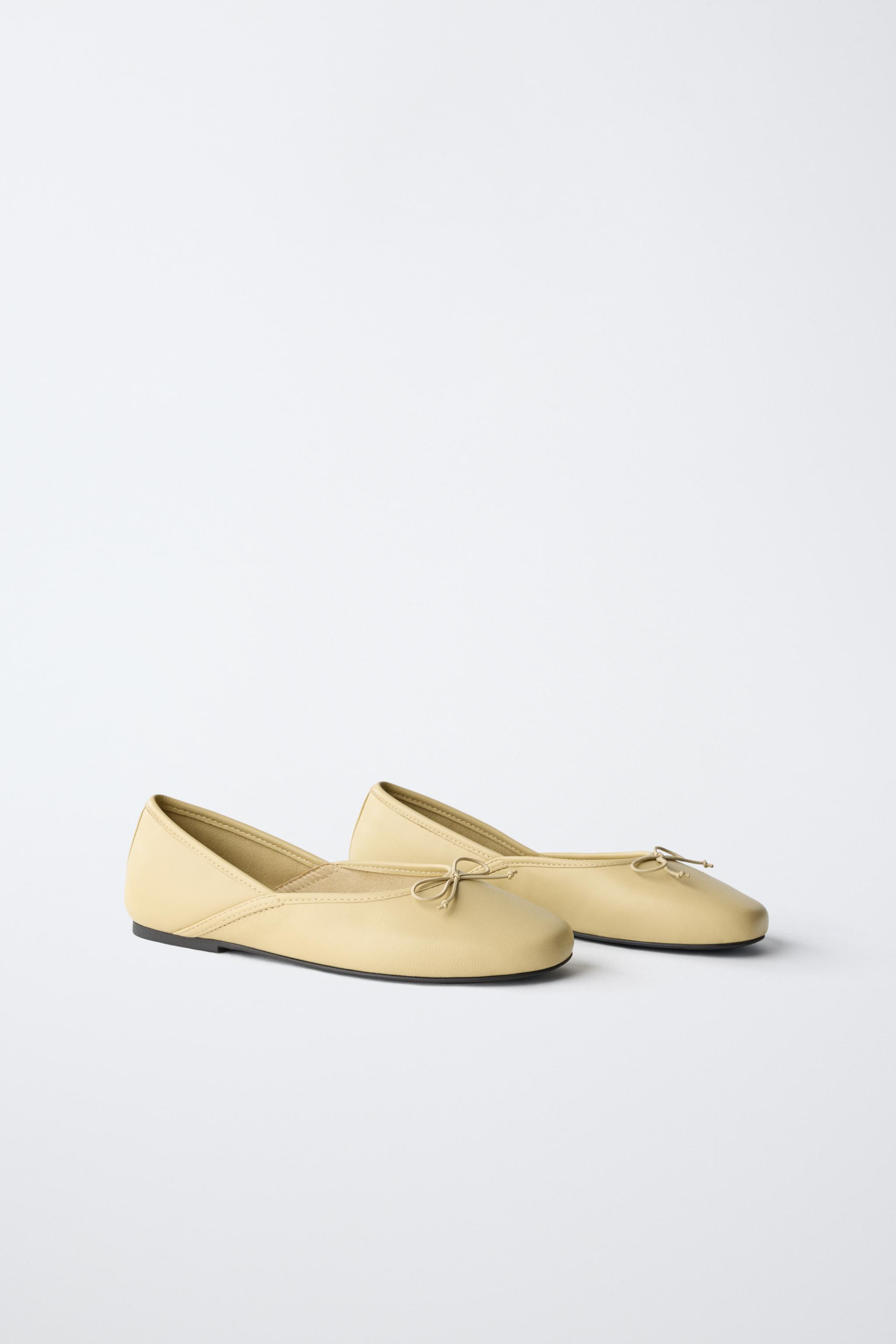 LEATHER BALLET FLATS — Yellow