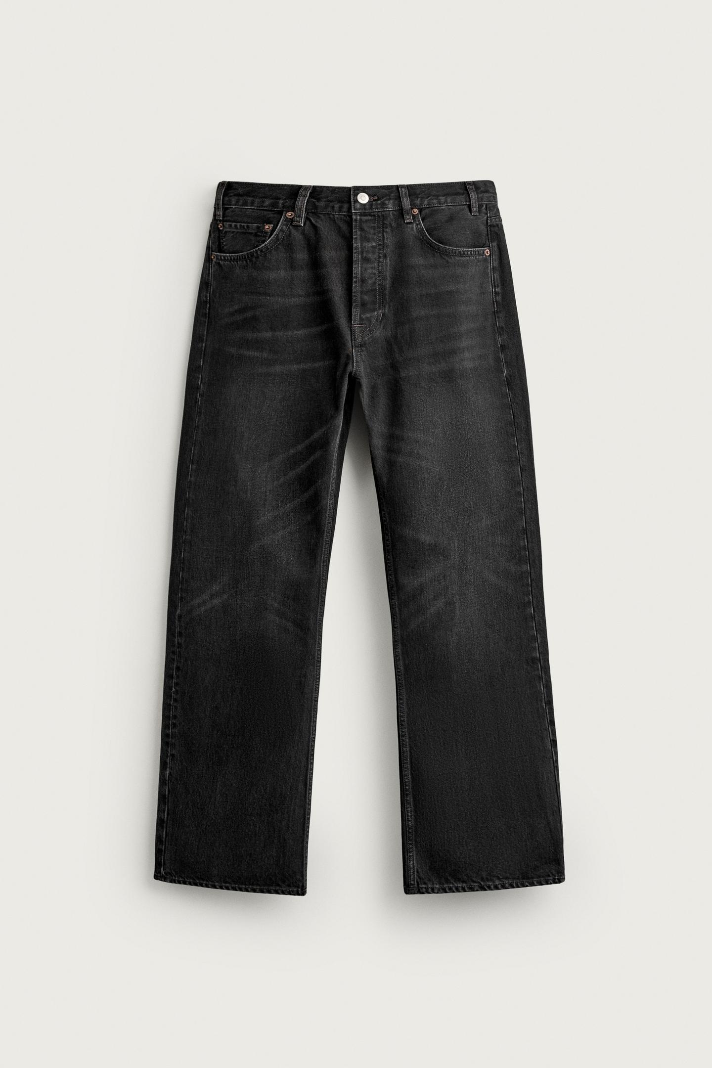 Мужские джинсы Zara Straight Fit Bootcut, цвет: Чёрный — фото 7