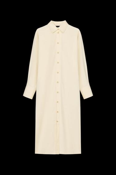 ZW COLLECTION POPLIN SHIRT DRESS - Light yellow by Zara