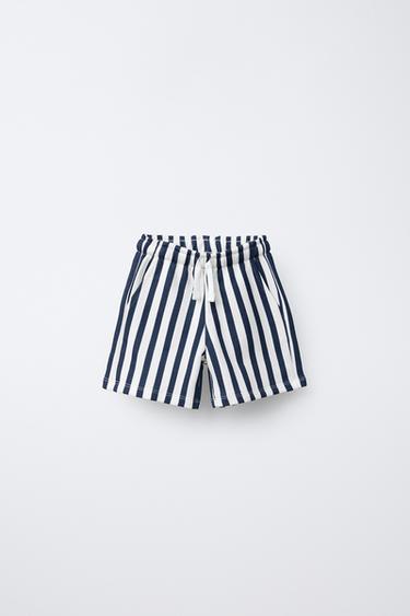 GESTREIFTE BERMUDASHORTS AUS JERSEY - Marineblau von Zara - Bild 0