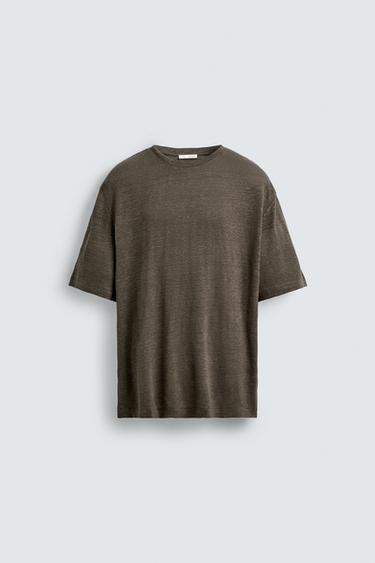 Zara HEMP - VISCOSE T-SHIRT - Chocolate