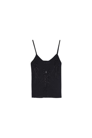 SEQUINNED FEATHER-EFFECT TOP