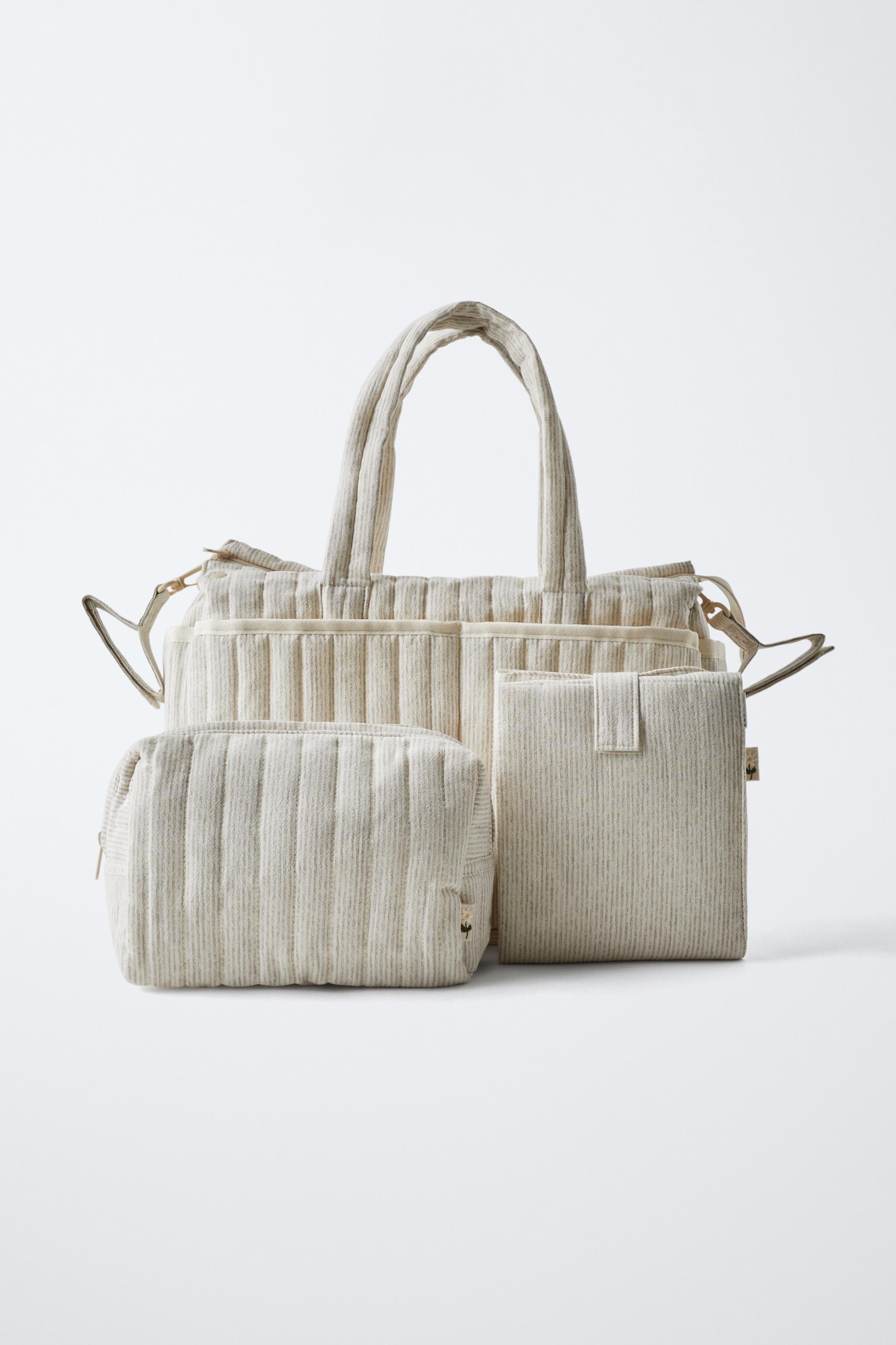 BOLSO MATERNIDAD RAYAS PACK Blanco Crudo ZARA España
