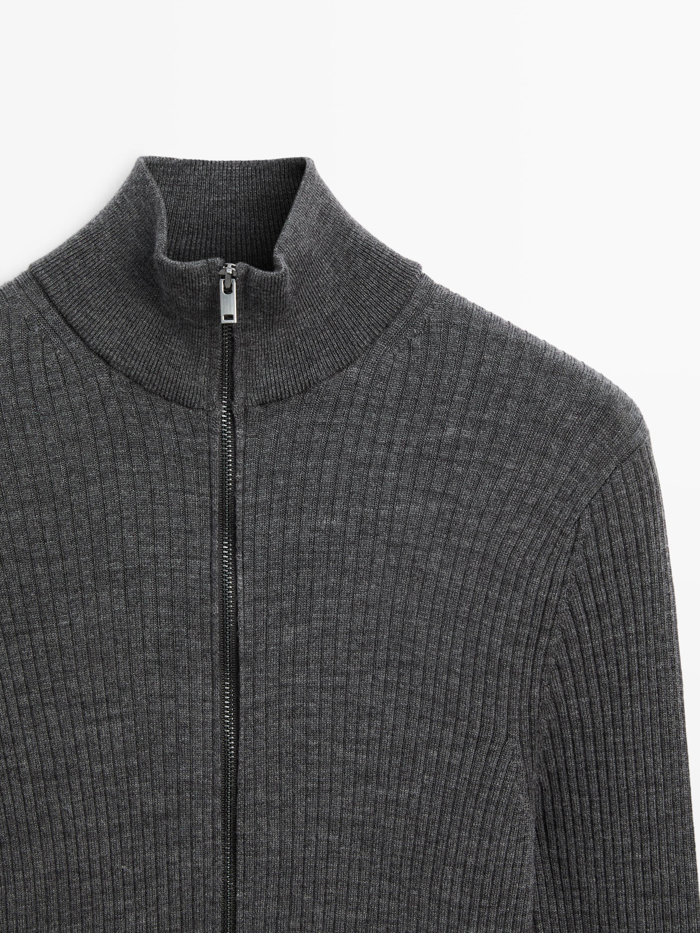 Wool zip-up cardigan
