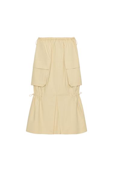 ZW COLLECTION CARGO MIDI SKIRT - Yellow by Zara