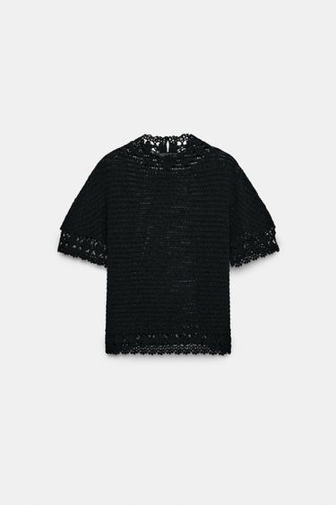 FLORAL HIGH-NECK KNIT TOP - Black by Zara - Image 5