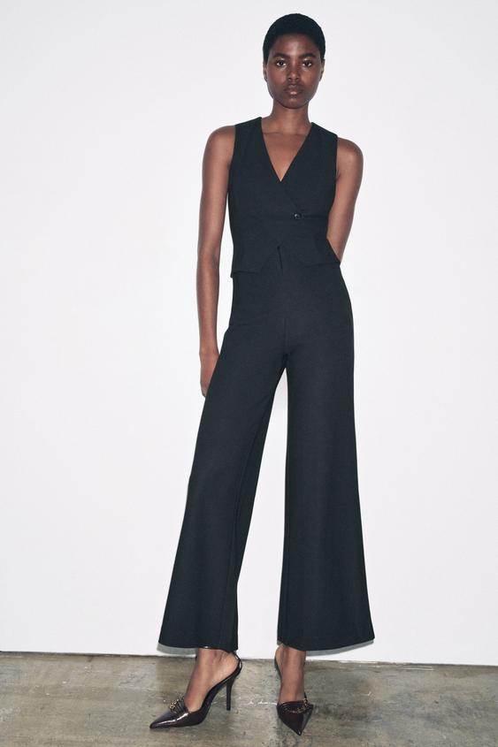 LONG CREPE VEST JUMPSUIT
