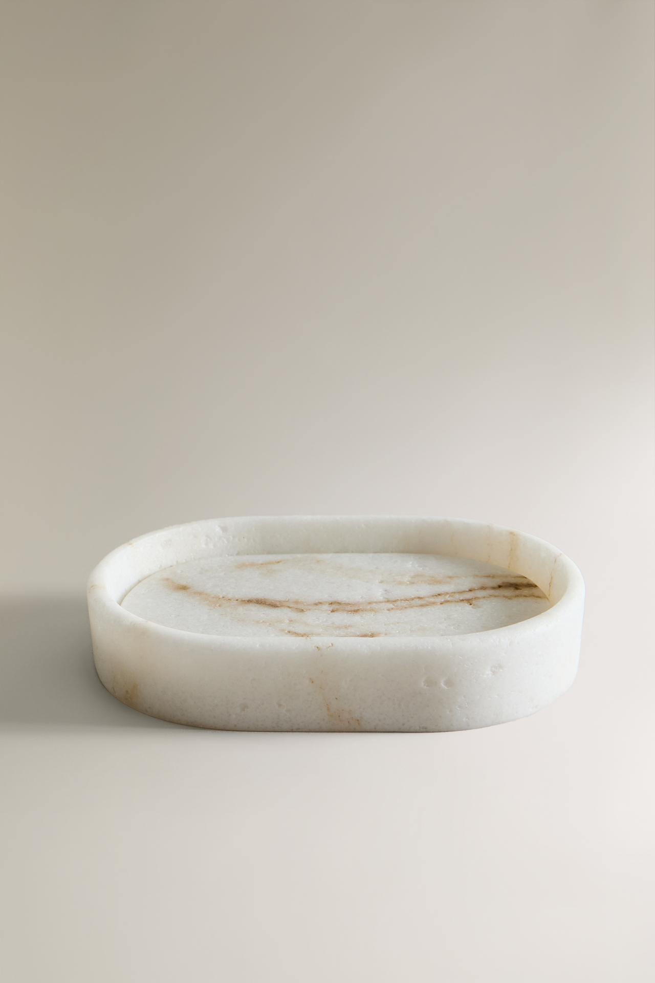 MARBLE-EFFECT BATHROOM SOAP DISH — Beige