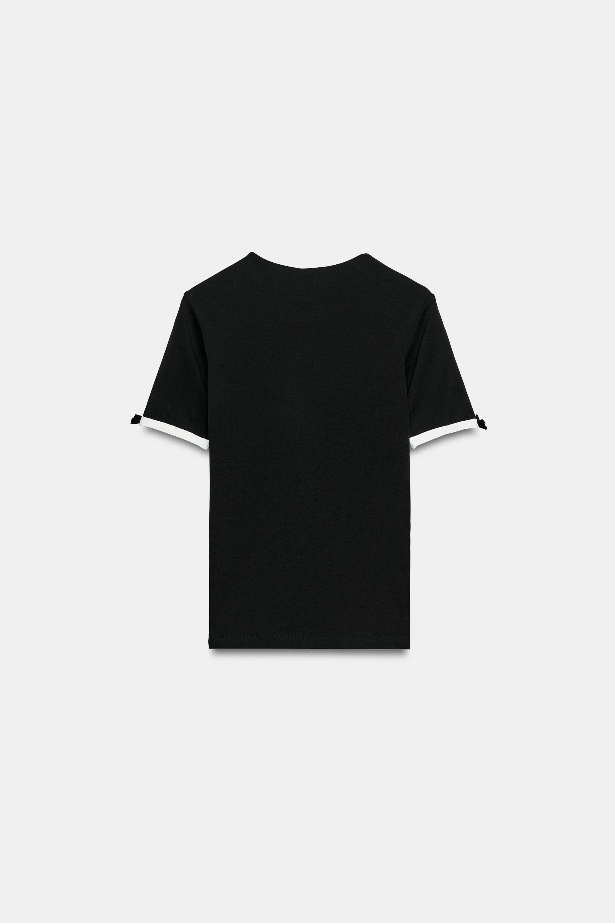 CONTRAST BOW T-SHIRT