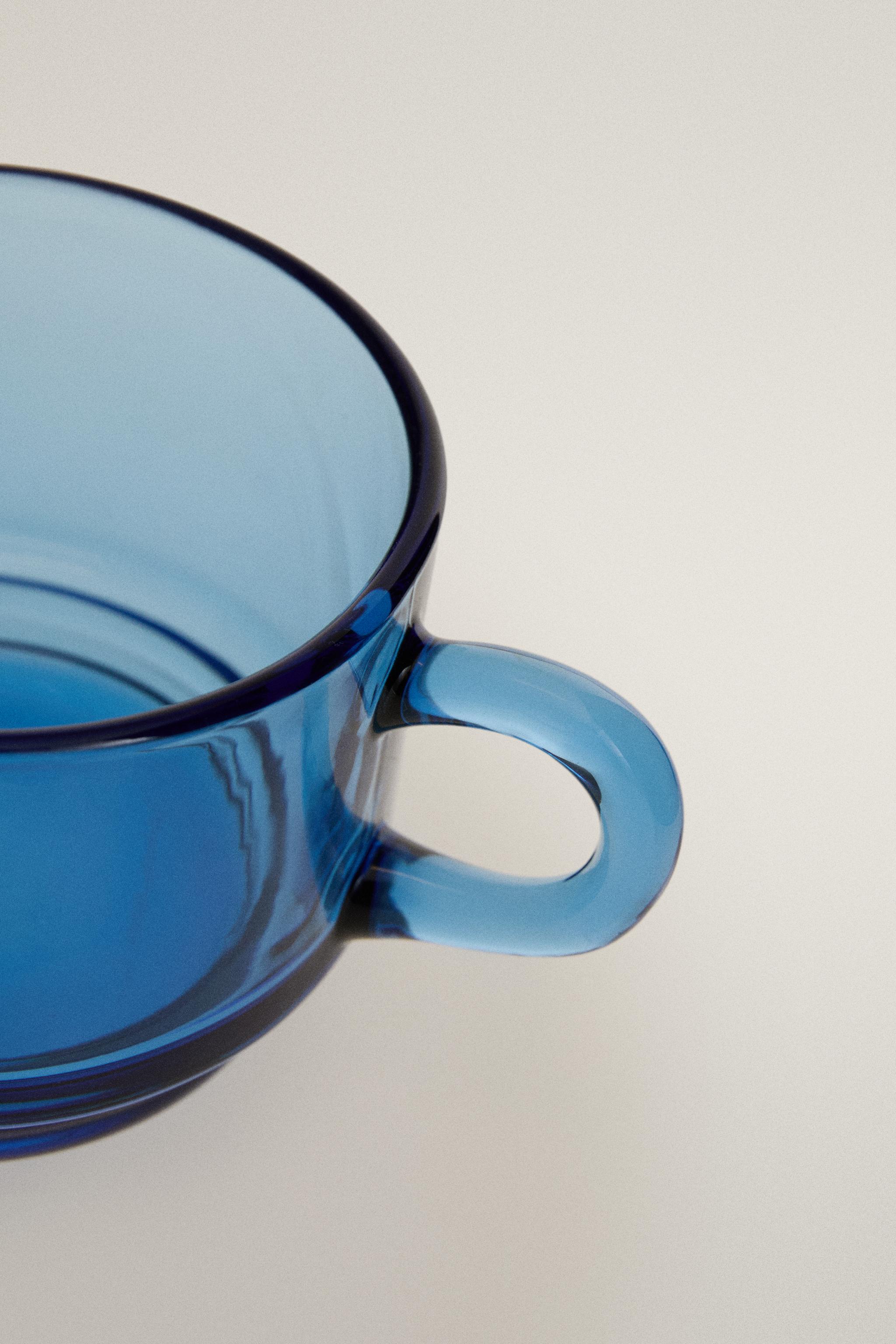 LARGE GLASS MUG — Blue