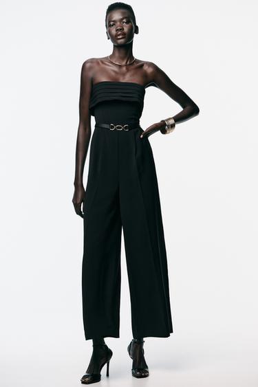 CREPE BUSTIER JUMPSUIT WITH BELT - Black by Zara - Image 2