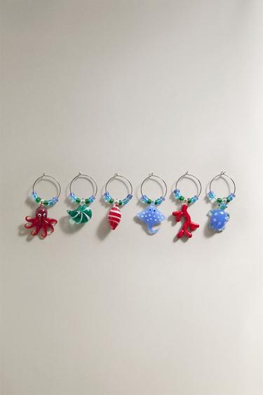 GLASS CHARMS FOR GLASSES (PACK OF 6) - Blues by Zara - Image 0
