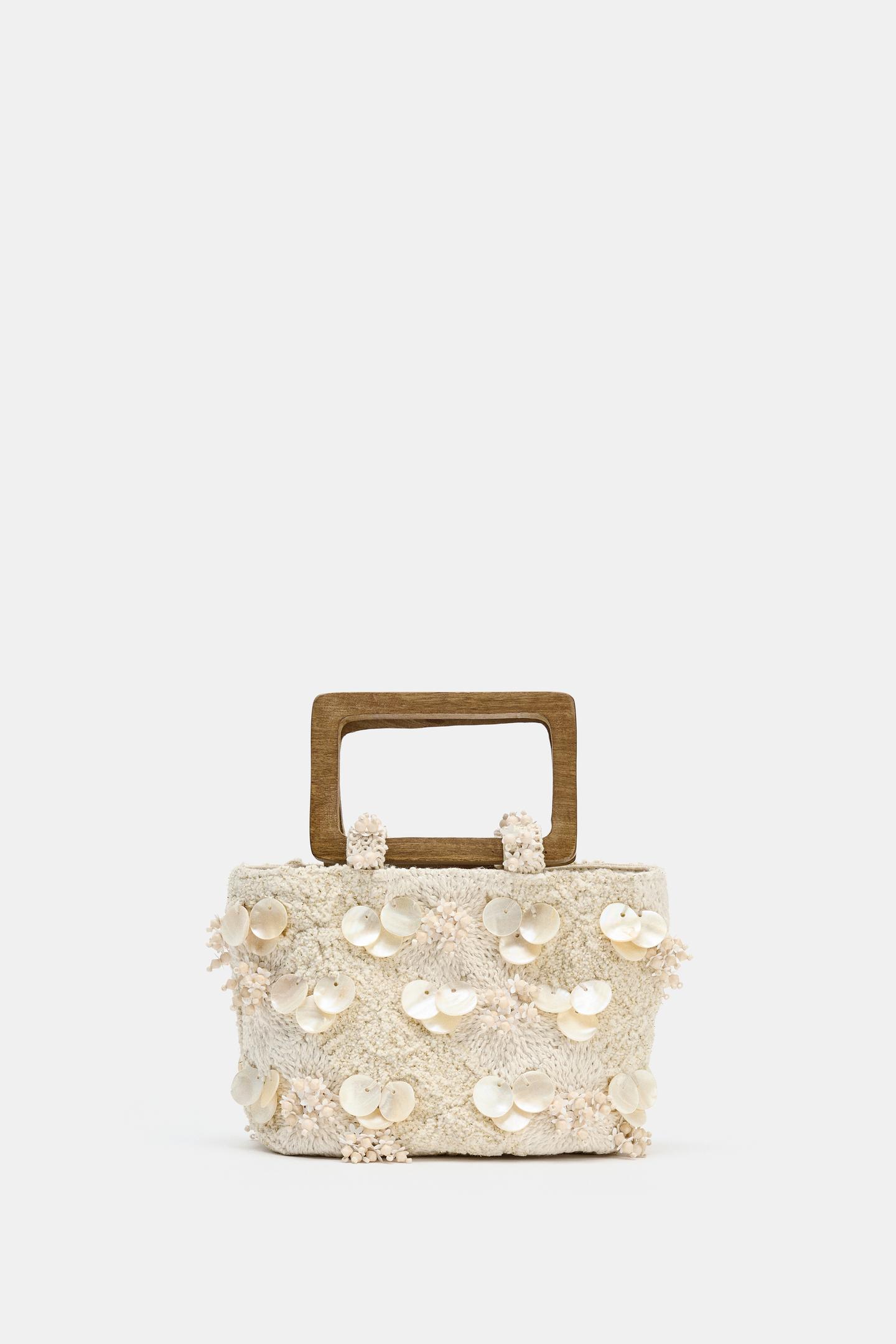 Женская сумка Zara Embroidered Mini Handbag, цвет: Экрю — фото 3