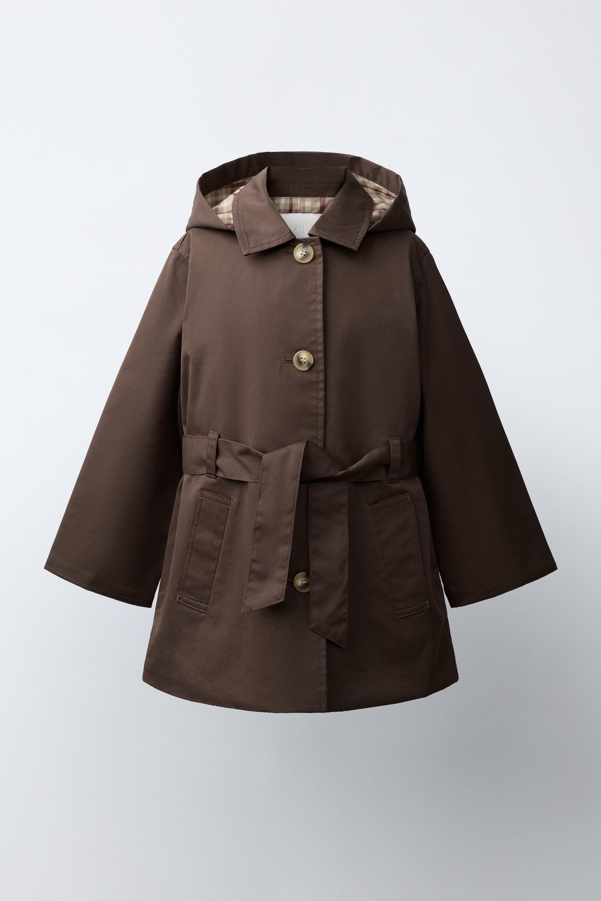 フード＆チェックライニング トレンチコート - ブラウン | ZARA Japan