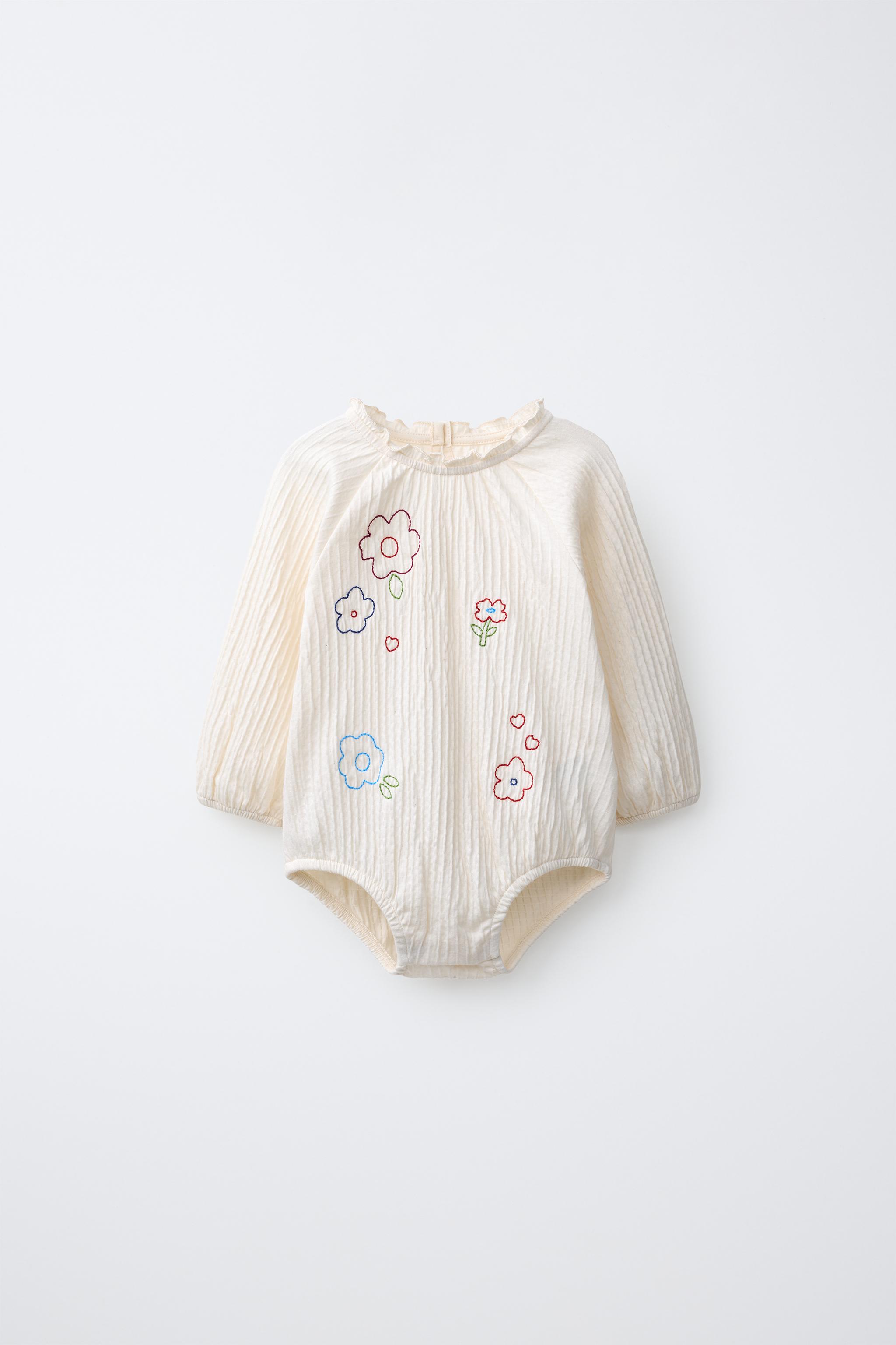 Детские комбинезоны Zara EMBROIDERED TEXTURE ROMPER