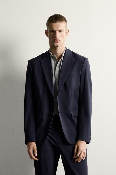 بليزر بدلة مريح بقصة SLIM FIT - بحري الخاص بـ Zara
