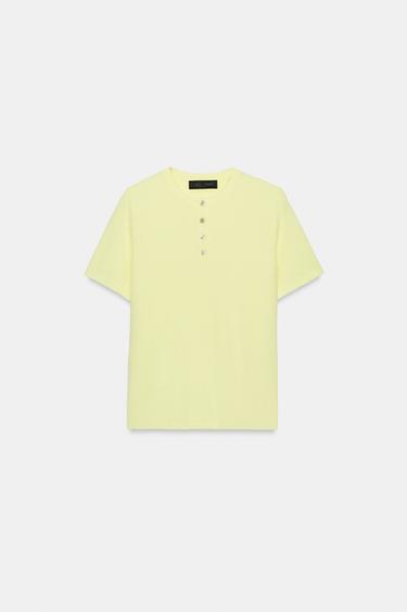 버튼 니트 탑 - Zara 라이트 옐로우