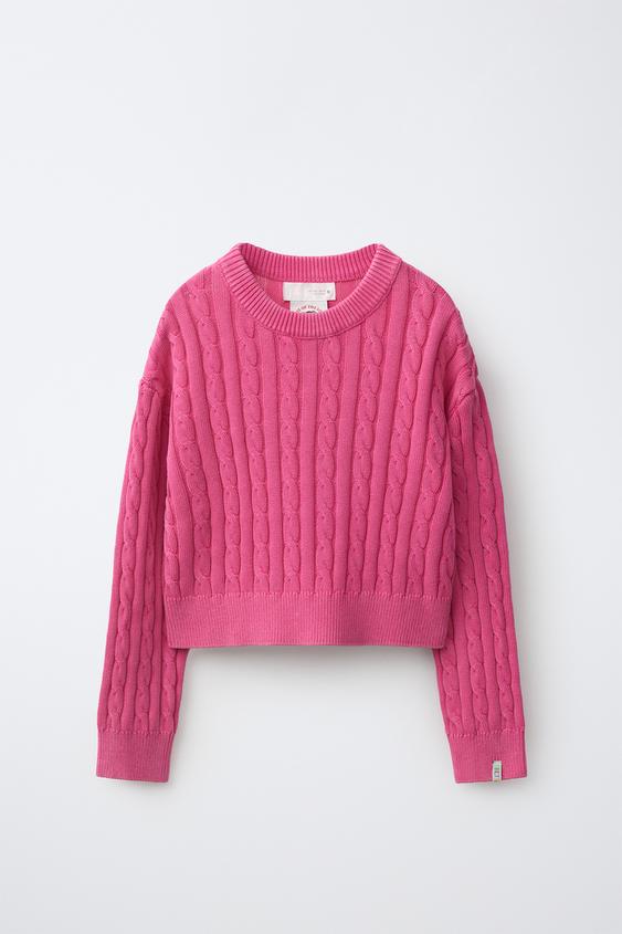 FRUIT OF THE LOOM™ CABLE-KNIT JUMPER - Fuchsia by Zara - Image 0