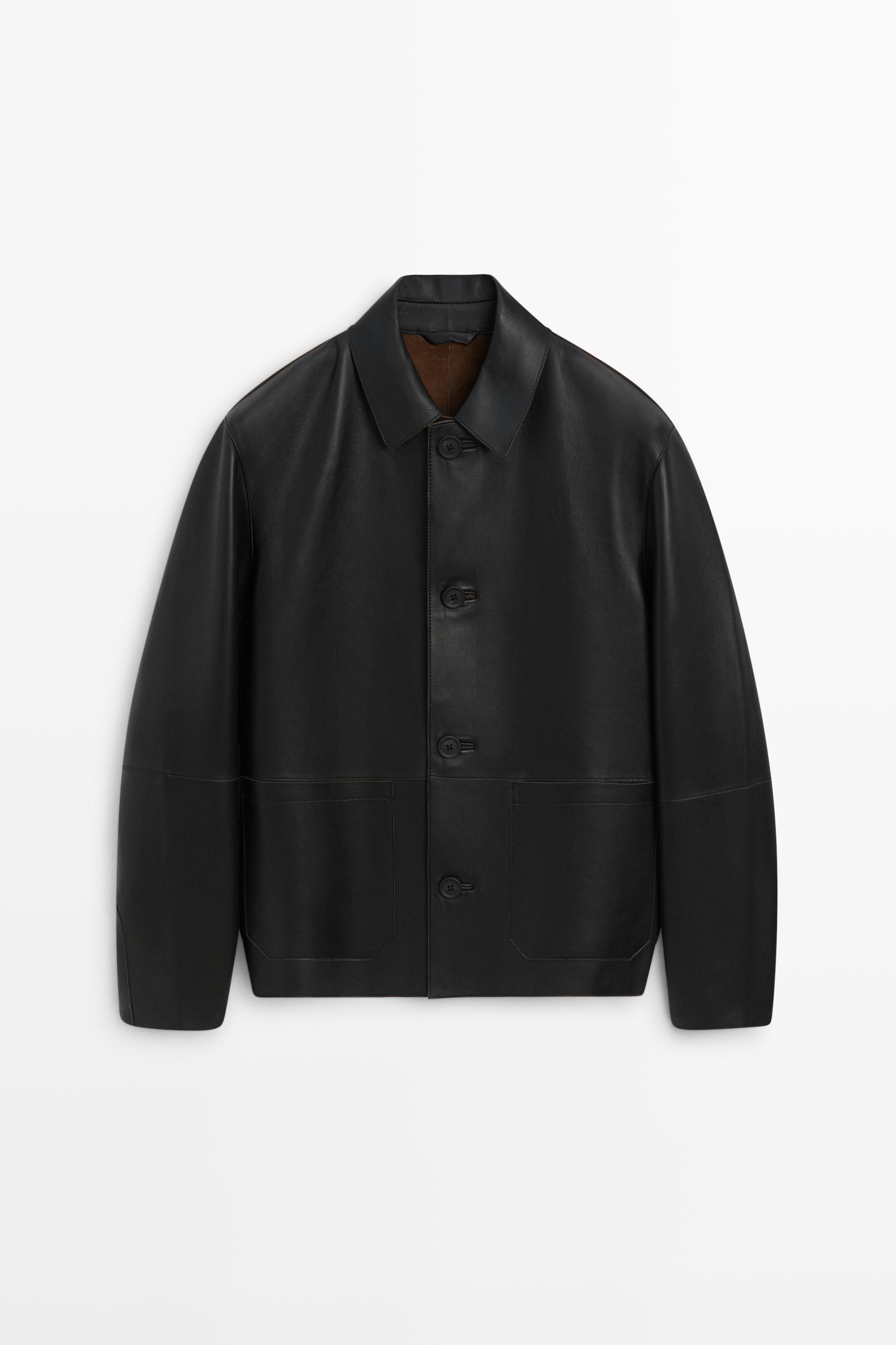Veste avec boutons en cuir nappa