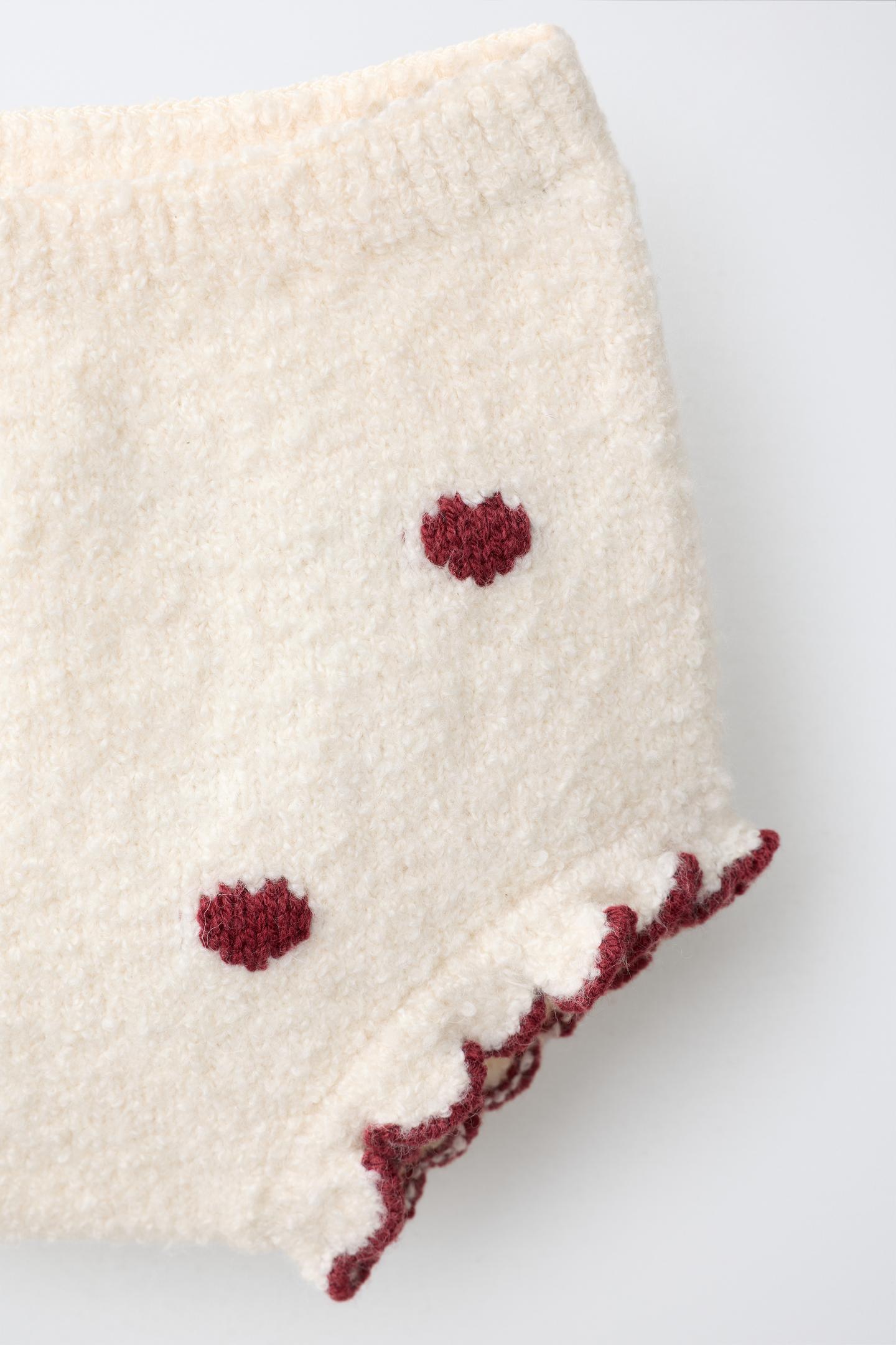 Трусы Knit Hearts для детей, вышивка — Zara, цвет: Экрю — фото 4