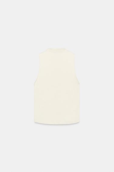 SATIN TOP WITH FROG FASTENING - Oyster-white by Zara - Image 7
