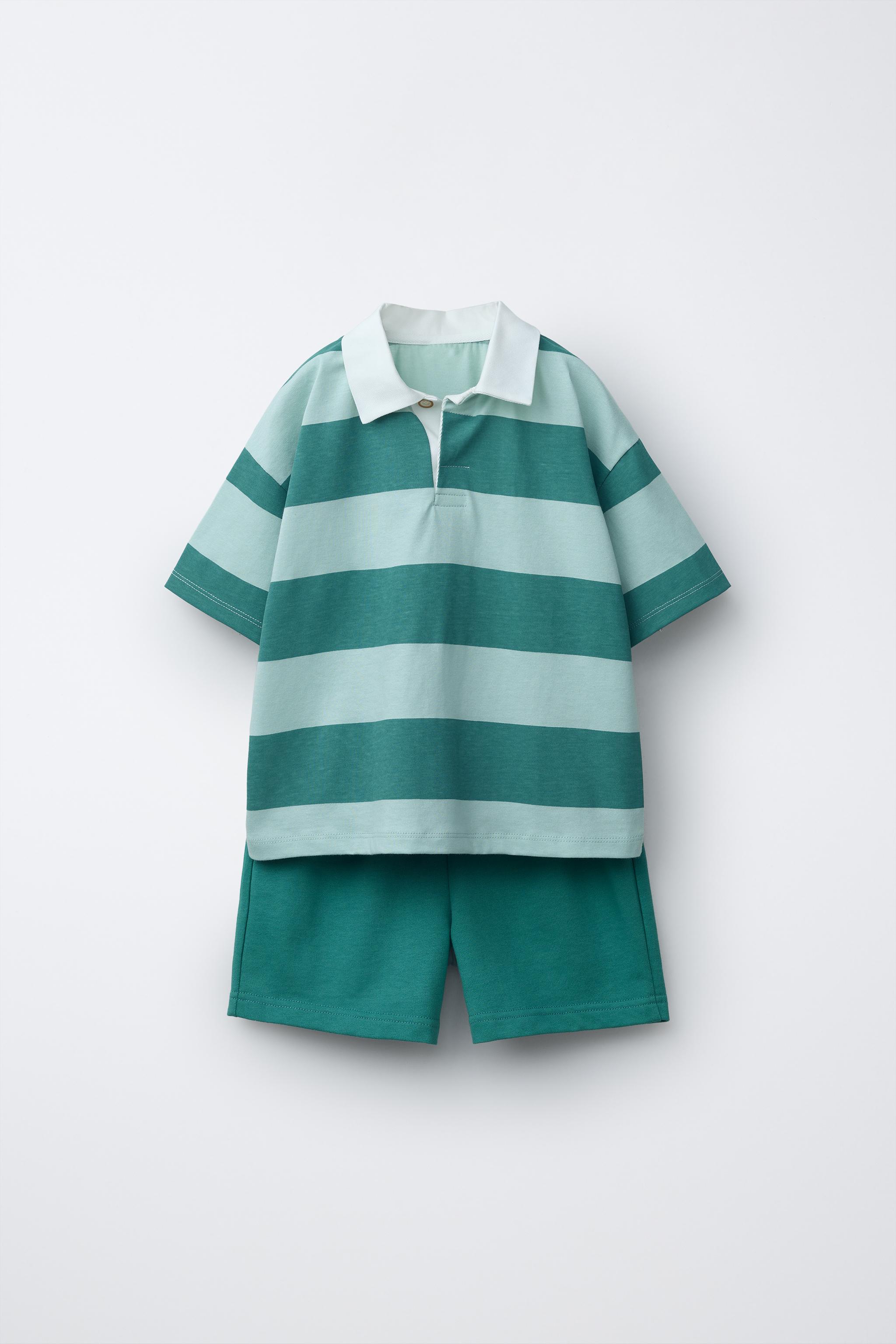 ストライプポロシャツ&バミューダセット - イエロー | ZARA Japan / 日本 ストライプポロシャツ&バミューダセット - イエロー | ZARA Japan / 日本