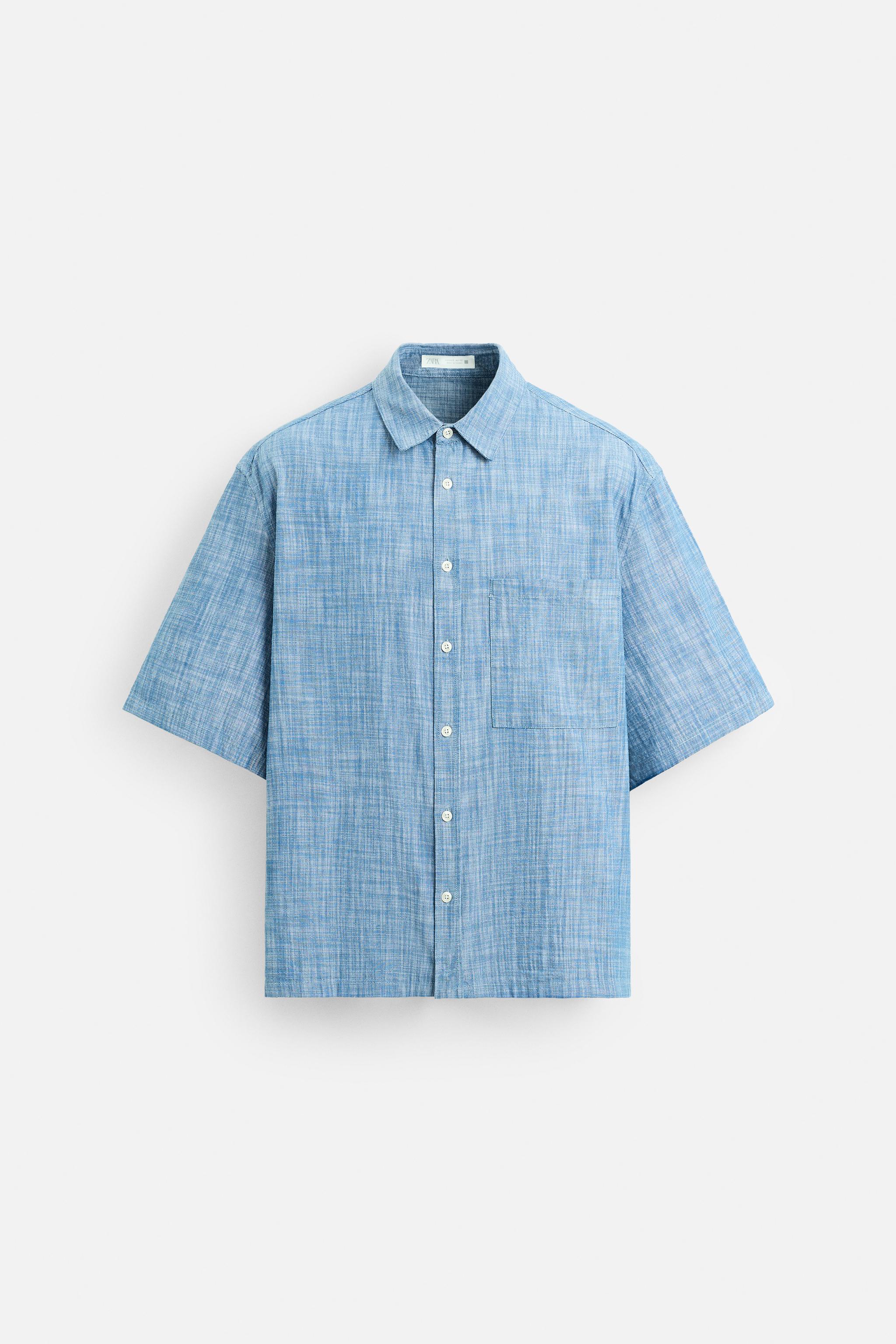 【送料&関税込】ChloAC Ch0006o006 Blue Blue Transparent TEXTURED CONTRAST SHIRT - Blue | ZARA United States