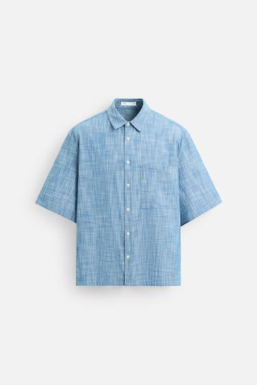 CONTRAST TEXTURED SHIRT - Blue by Zara - Image 6