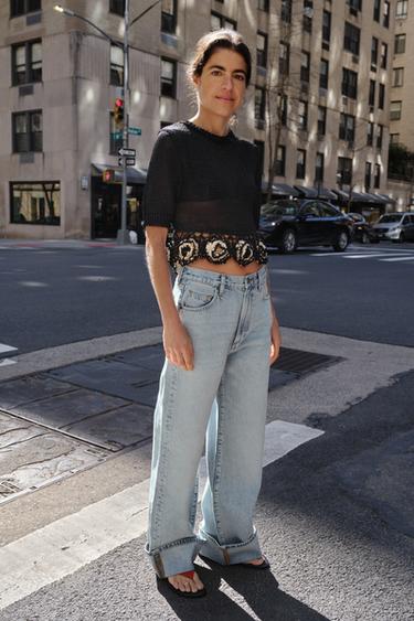 TOP EN MAILLE STRUCTURÉE À FLEURS - Noir / Écru de Zara - Image 0