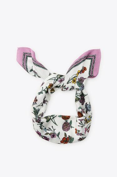 FLORAL PRINT SCARF - Ecru by Zara