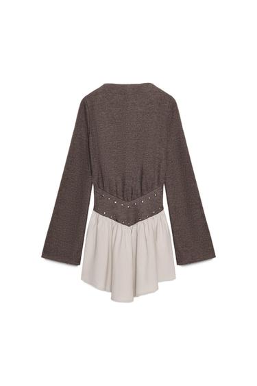 Zara COMBINATION STUDDED DRESS - Mink marl