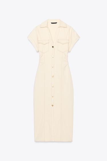 ROBE Z1975 MI-LONGUE EN JEAN - Écru de Zara - Image 5