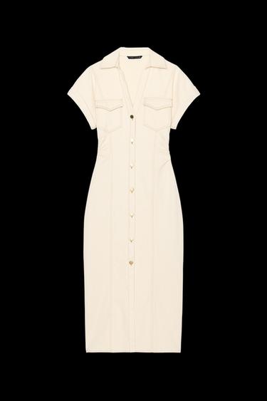 Z1975 MIDI DENIM DRESS - Ecru by Zara - Image 0