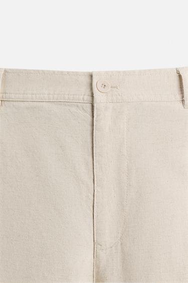 BERMUDA COTON - LIN - Beige clair de Zara - Image 7