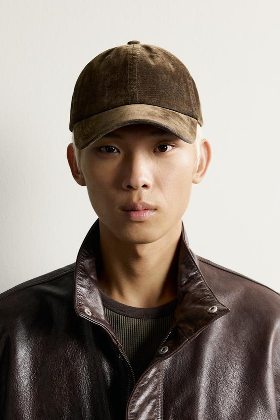 Zara 棉質植絨棒球帽 - 卡其色 - 圖片 0