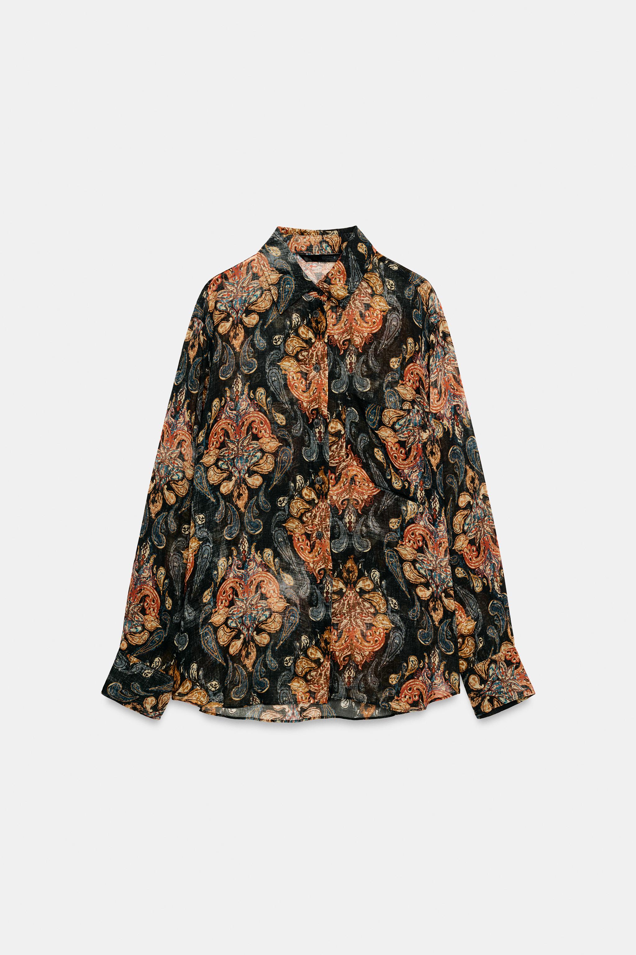 Женские рубашки Zara ZW COLLECTION PRINTED SHIRT — фото 4