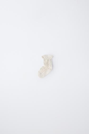 COTTON AND SILK OPENWORK SOCKS - Ecru by Zara