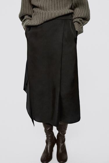 Flowing satin skirt with split detail - LIMITED EDITION — Dark green 2