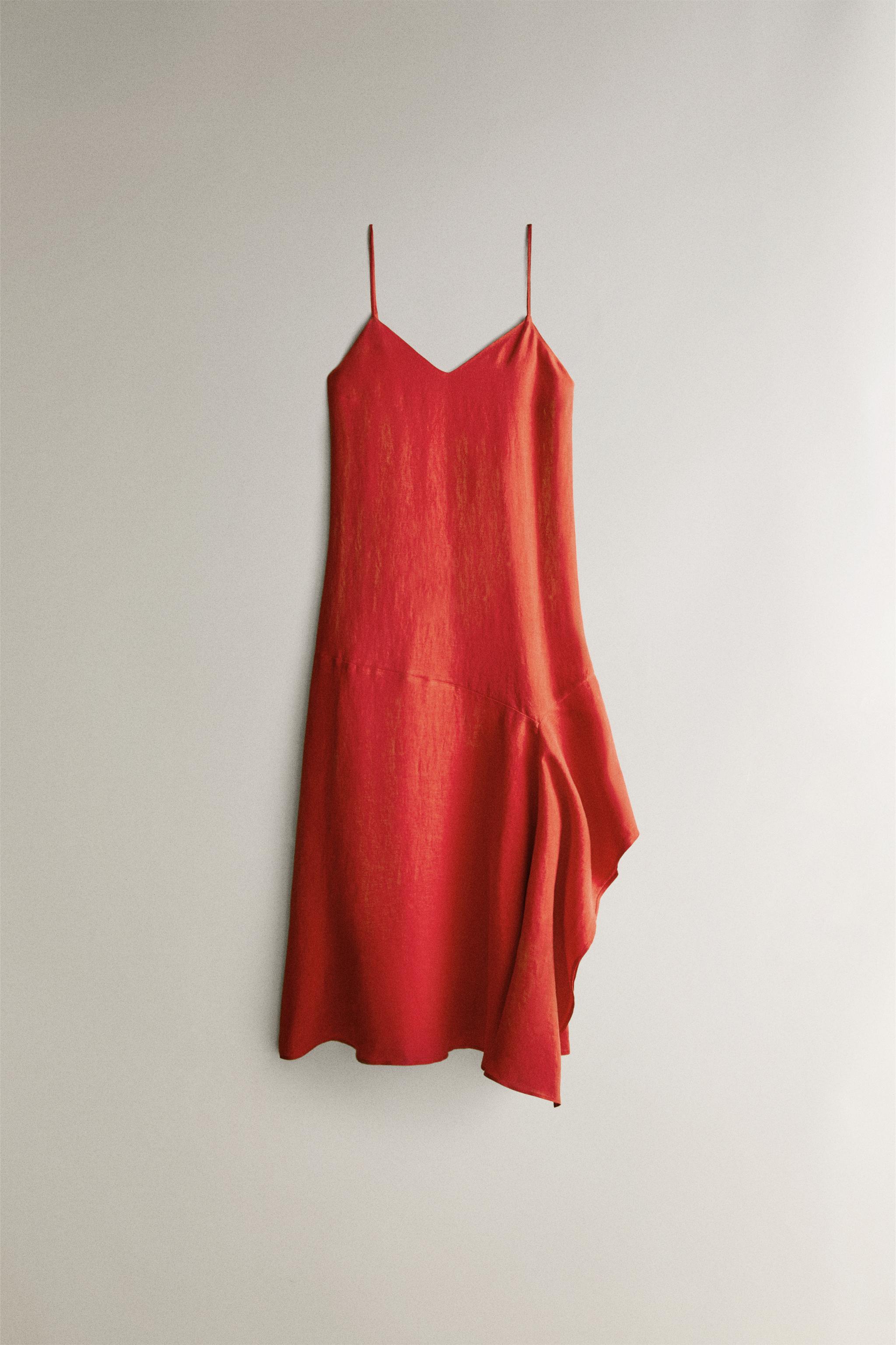 ASYMMETRIC LINEN BEACH DRESS - Blue | ZARA United States