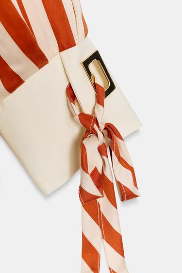 CHEMISE À RAYURES AVEC LACETS - blanc-orange de Zara - Image 9