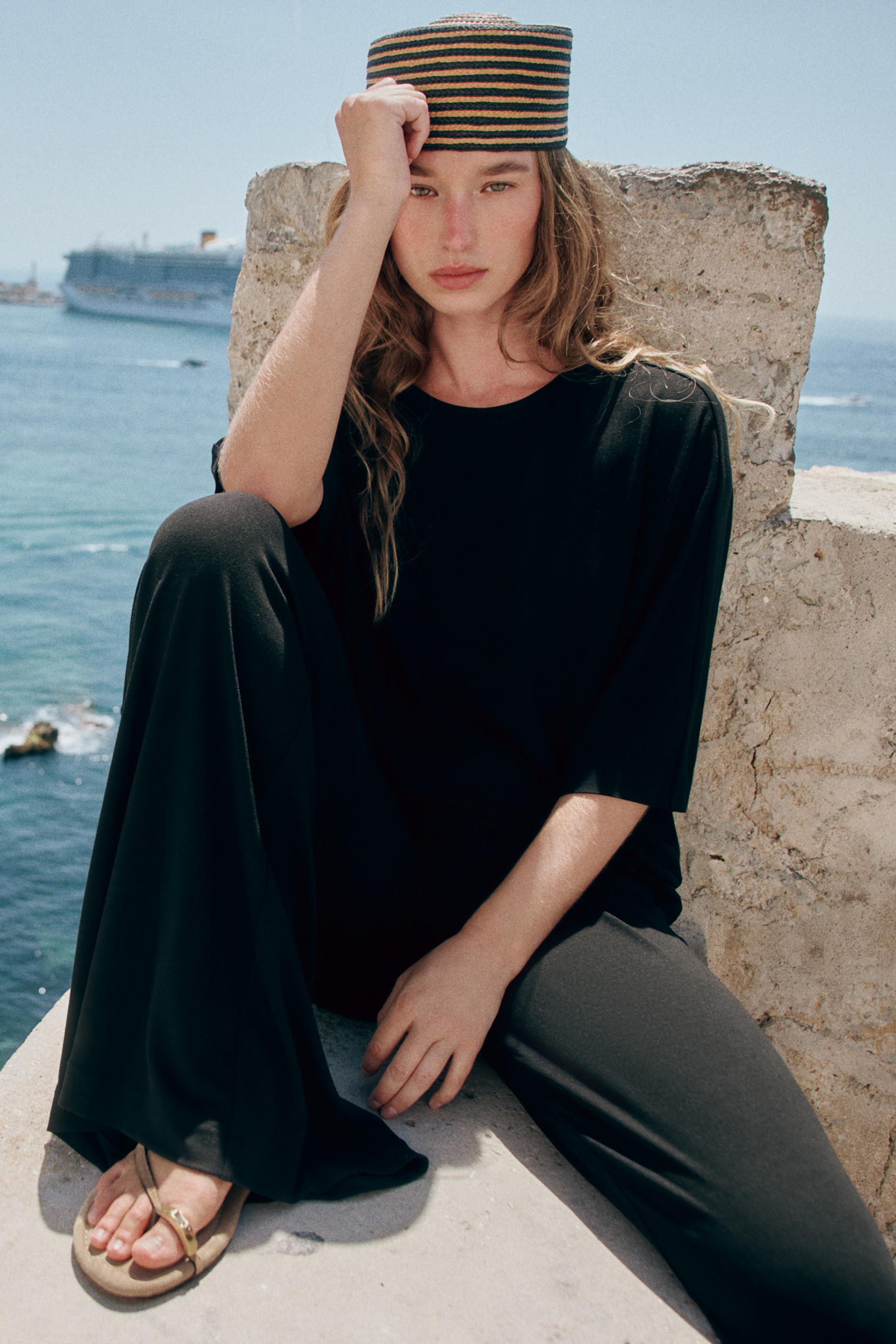 COMBINED CAP HAT — Ecru / Black