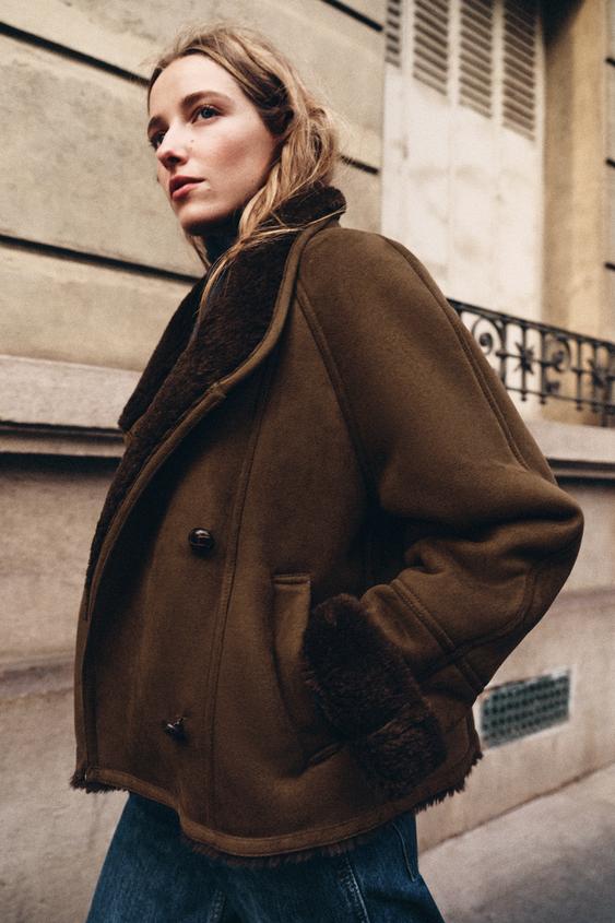ZW COLLECTION COMBINED FAUX FUR JACKET - Brown by Zara - Image 0