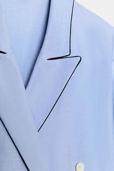 ZW COLLECTION CONTRAST PIPING WRAP SHIRT - Blue by Zara - Image 8