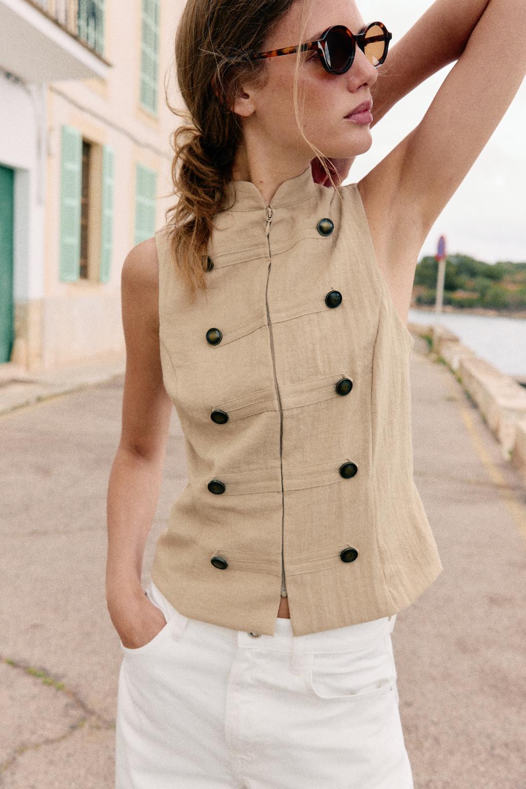 SLEEVELESS BUTTON SHIRT - image 2