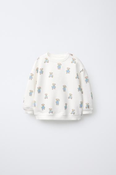 Zara BEAR SWEATSHIRT - Oyster-white