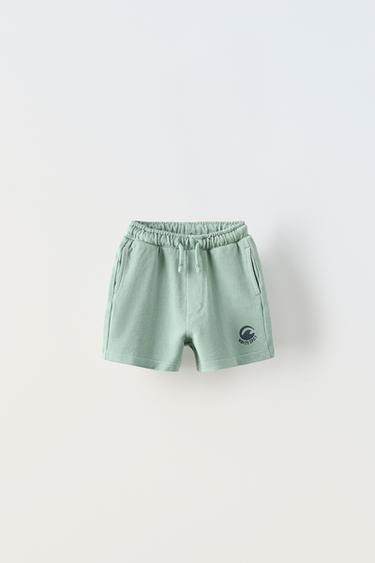 Zara PLAIN GARMENT DYED SHORTS - Pastel green