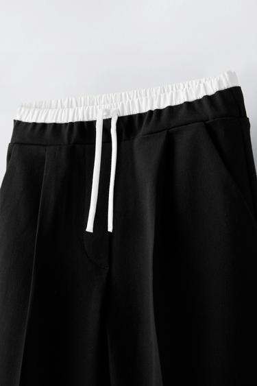 TROUSERS WITH DOUBLE WAISTBAND - Black by Zara