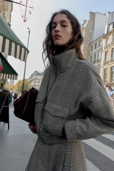 BOMBER PIED-DE-POULE - Écru / Noir de Zara - Image 1